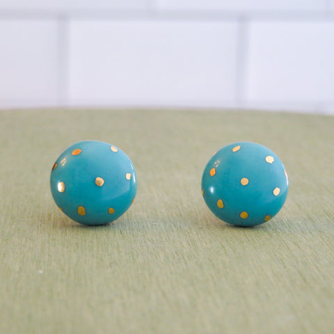 Circle Polka Dot Gold Earrings