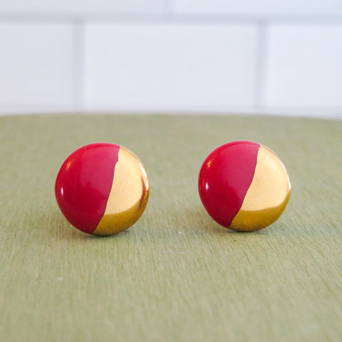 Circle Half Dipped Gold Earrings