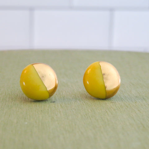 Circle Half Dipped Gold Earrings