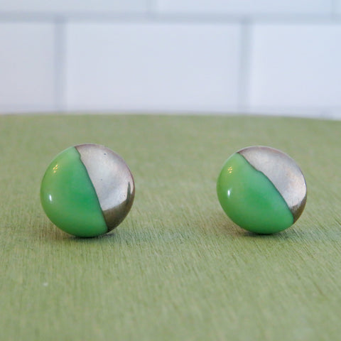 Circle Half Dipped Silver Earrings