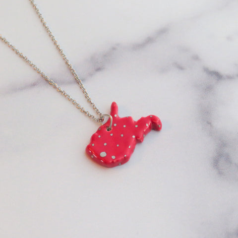 Large West Virginia Silver Polka Dot Necklace