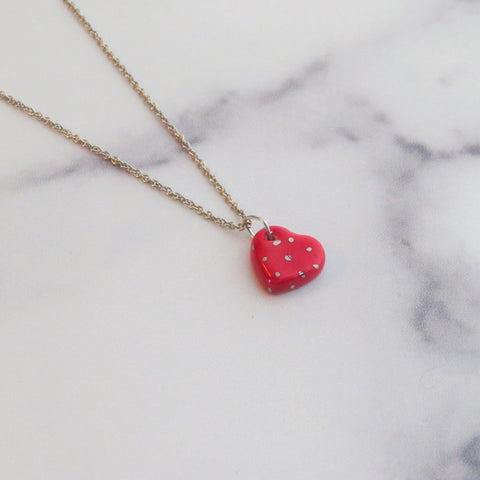 Heart Silver Polka Dot Necklace