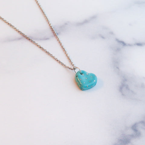 Heart Silver Polka Dot Necklace