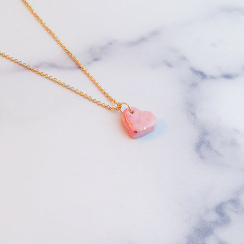 Heart Polka Dot Gold Necklace