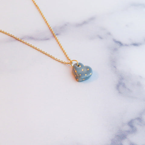 Heart Polka Dot Gold Necklace