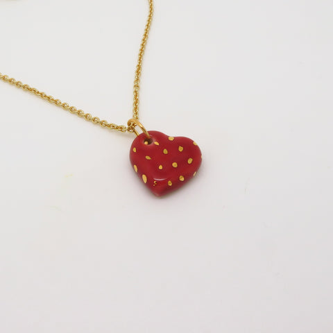 Heart Polka Dot Gold Necklace WS