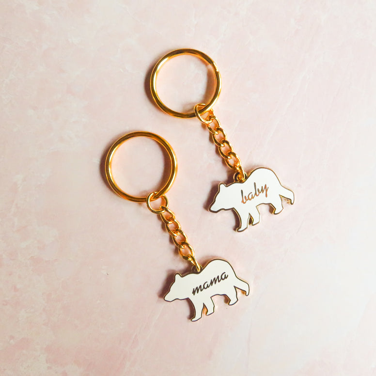 Enamel Mommy and Me Keychain Set
