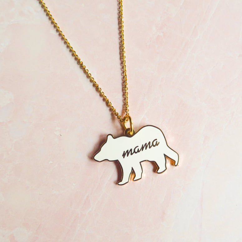 Enamel Mama Bear Necklace