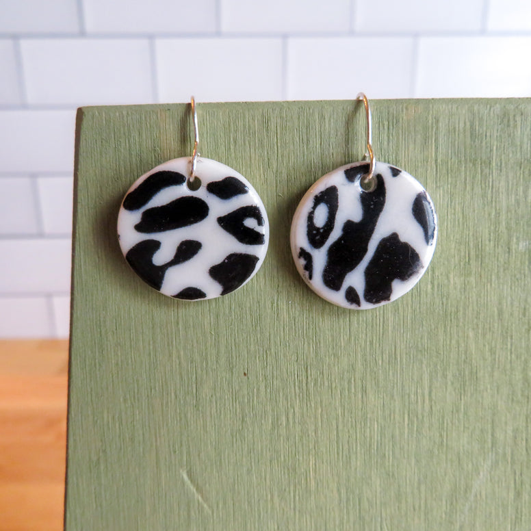 Black Leopard Print Earrings