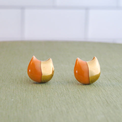 Cat Half Gold Earrings