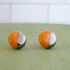 Circle Half Dipped Silver Earrings