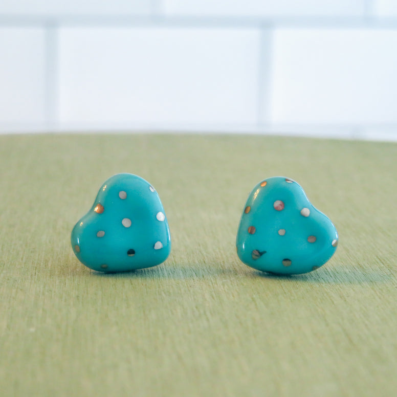 Heart Silver Polka Dots Earrings