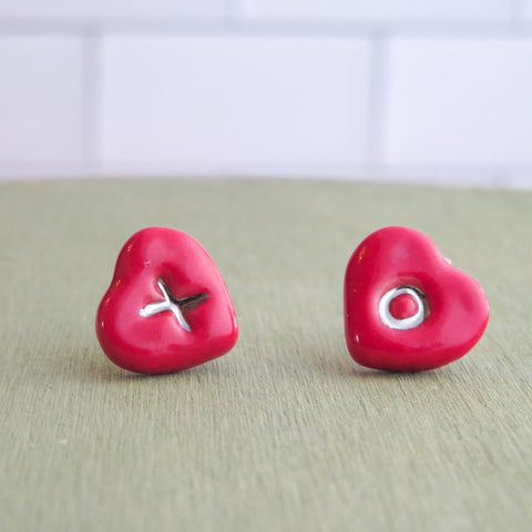 Heart XO Earrings in Silver