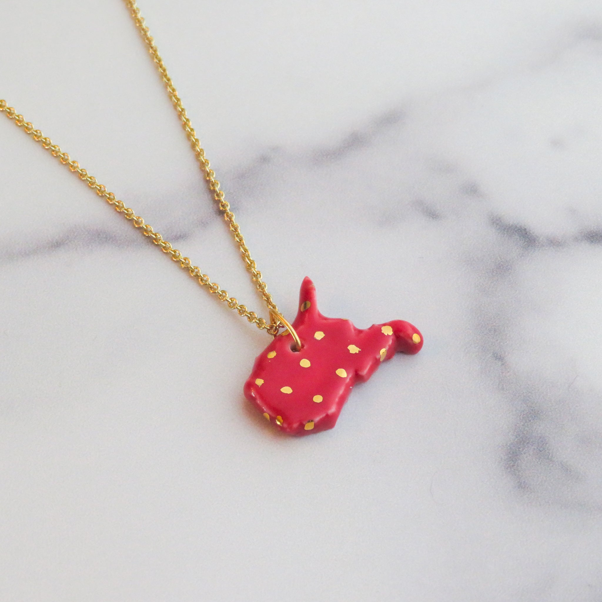 Polka Dot with Wreath Charm Necklace - Pendant Necklace