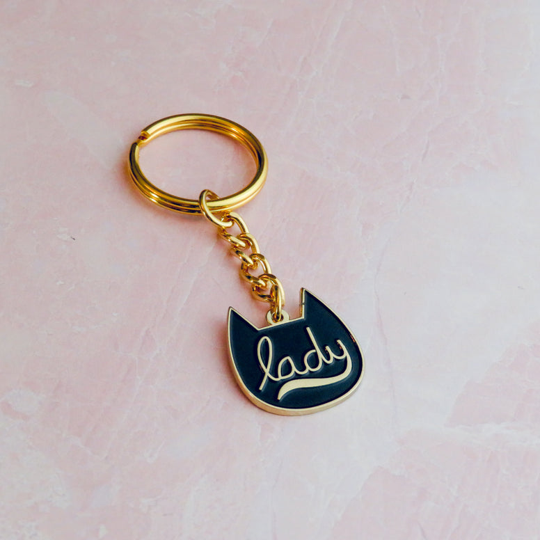 Copy of Enamel Cat Lady Keychain