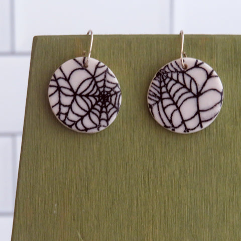 Spider Web Earrings in Black and White
