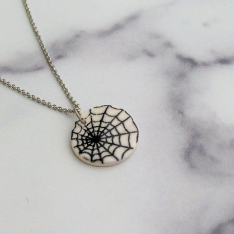 Spider Web Necklace in Black and White