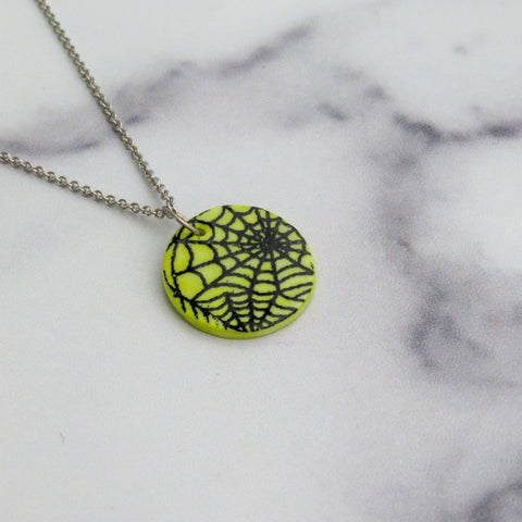 Spider Web Necklace in Black and Green