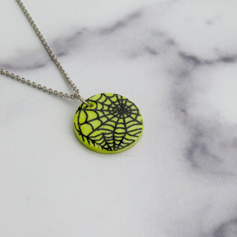 Spider Web Necklace in Black and Green