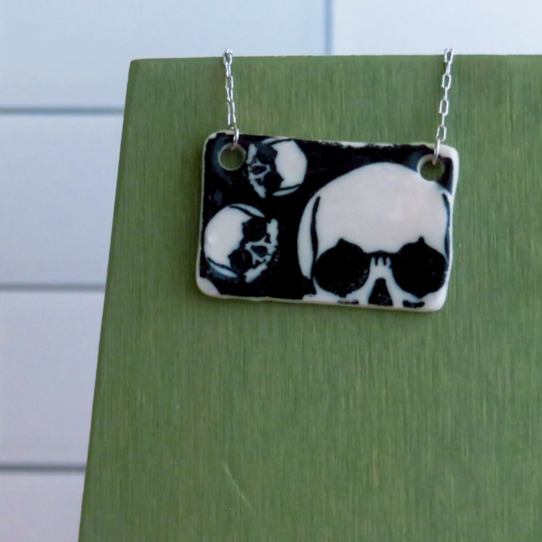Multi Skulls Necklace in Black and White
