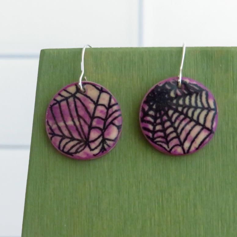 Spider Web Earrings in Smokey Purple and Black