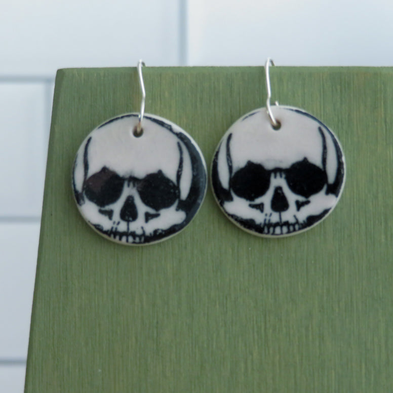 Skull Earrings in Black and White