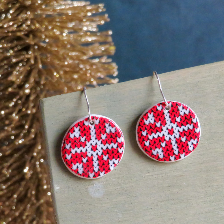 Holiday Knits Dangle Earrings in Snowflake