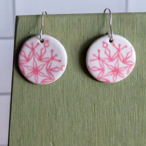 Pink Snowflake Dangle Earrings