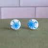 Blue Snowflake Stud Earrings