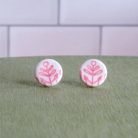 Pink Snowflake Stud Earrings