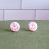 Pink Snowflake Stud Earrings
